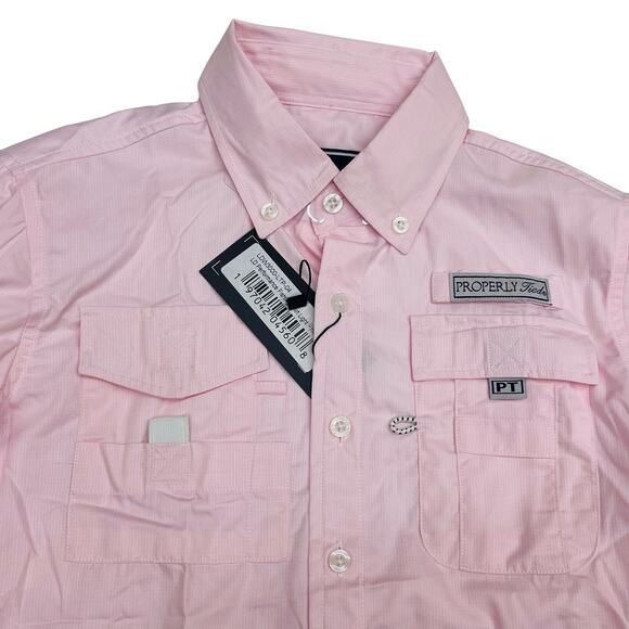 NWT Properly Tied 4T Boys Performance Fishing Shirt in Light Pink - Picture 2 of 5